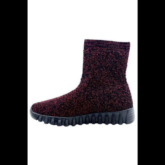 Bernie Mev Chenille Ankle Boots Keyla  Black/Burgundy - Medium - Picture 3 of 5